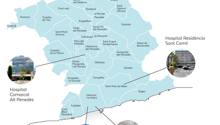 Mapa territorial CSAPG - Consorci Sanitari Alt Penedès - Garraf
